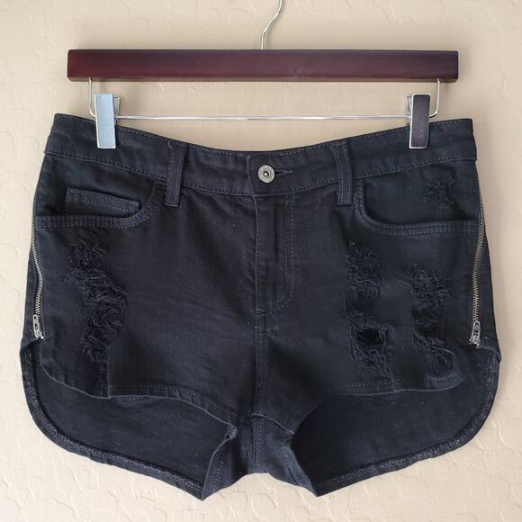 Carmar Black Distressed Side Zipper Denim Shorts - Picture 2 of 9